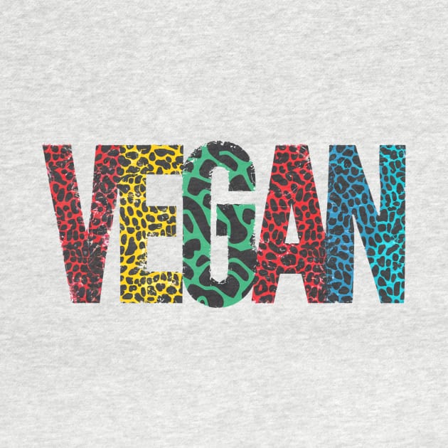 Vegan Word Art T-Shirt #2 | Bright Animal Print Letters by Sorry Frog